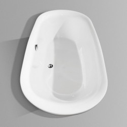 65 inch Freestanding Bathtub in White with Polished Chrome Drain and Overflow Trim