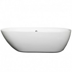 71 inch Freestanding Bathtub in White with Polished Chrome Drain and Overflow Trim