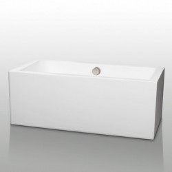 60 inch Freestanding Bathtub in White with Brushed Nickel Drain and Overflow Trim
