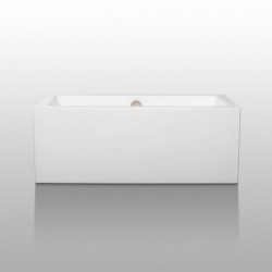 60 inch Freestanding Bathtub in White with Brushed Nickel Drain and Overflow Trim