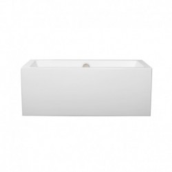 60 inch Freestanding Bathtub in White with Brushed Nickel Drain and Overflow Trim