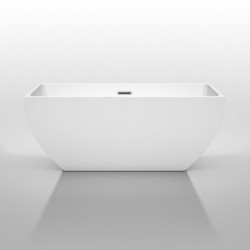 59 inch Freestanding Bathtub in White with Polished Chrome Drain and Overflow Trim