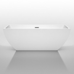 67 inch Freestanding Bathtub in White with Polished Chrome Drain and Overflow Trim