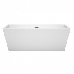 67 inch Freestanding Bathtub in White with Polished Chrome Drain and Overflow Trim