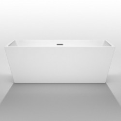 67 inch Freestanding Bathtub in White with Polished Chrome Drain and Overflow Trim