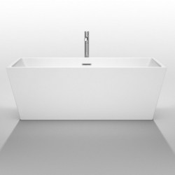 67 inch Freestanding Bathtub in White with Polished Chrome Drain and Overflow Trim