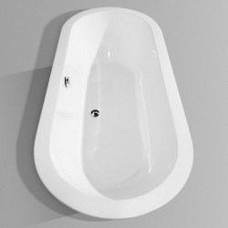 68 inch Freestanding Bathtub in White with Polished Chrome Drain and Overflow Trim