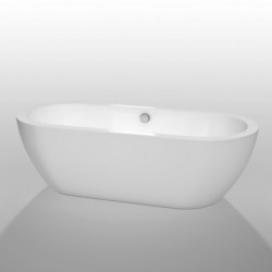 72 inch Freestanding Bathtub in White with Polished Chrome Drain and Overflow Trim