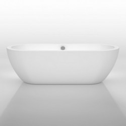 72 inch Freestanding Bathtub in White with Polished Chrome Drain and Overflow Trim