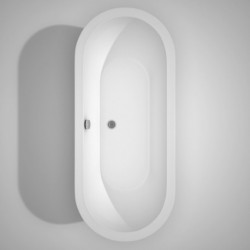 72 inch Freestanding Bathtub in White with Floor Mounted Faucet, Drain and Overflow Trim in Polished Chrome