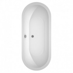 72 inch Freestanding Bathtub in White with Floor Mounted Faucet, Drain and Overflow Trim in Polished Chrome