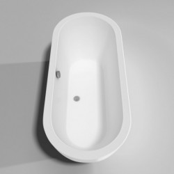 72 inch Freestanding Bathtub in White with Floor Mounted Faucet, Drain and Overflow Trim in Polished Chrome