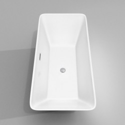 67 inch Freestanding Bathtub in White with Polished Chrome Drain and Overflow Trim