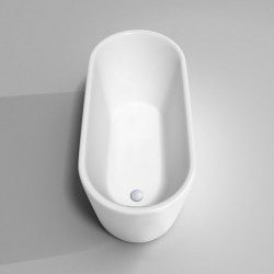 59 inch Freestanding Bathtub in White with Polished Chrome Drain and Overflow Trim