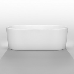 67 inch Freestanding Bathtub in White with Polished Chrome Drain and Overflow Trim