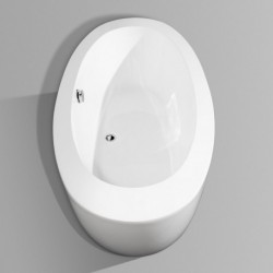 69 inch Freestanding Bathtub in White with Polished Chrome Drain and Overflow Trim