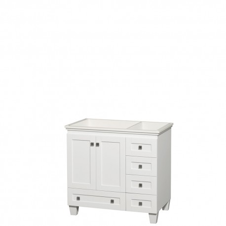 36 inch Single Bathroom Vanity in White, No Countertop, No Sink, and No Mirror