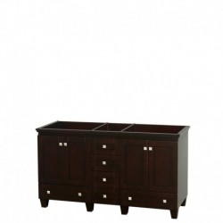 60 inch Double Bathroom Vanity in Espresso, No Countertop, No Sinks, and No Mirrors
