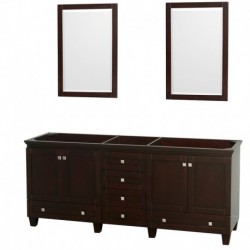 80 inch Double Bathroom Vanity in Espresso, No Countertop, No Sinks, and 24 inch Mirrors