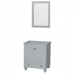 30 inch Single Bathroom Vanity in Oyster Gray, No Countertop, No Sink, and 24 inch Mirror