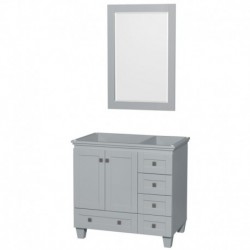36 inch Single Bathroom Vanity in Oyster Gray, No Countertop, No Sink, and 24 inch Mirror
