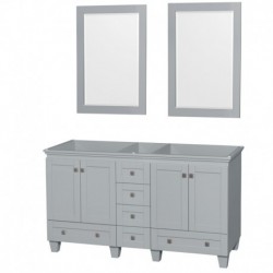 60 inch Double Bathroom Vanity in Oyster Gray, No Countertop, No Sinks, and 24 inch Mirrors
