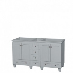 60 inch Double Bathroom Vanity in Oyster Gray, No Countertop, No Sinks, and No Mirrors