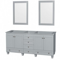 72 inch Double Bathroom Vanity in Oyster Gray, No Countertop, No Sinks, and 24 inch Mirrors