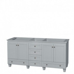 72 inch Double Bathroom Vanity in Oyster Gray, No Countertop, No Sinks, and No Mirrors