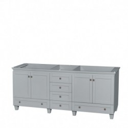 80 inch Double Bathroom Vanity in Oyster Gray, No Countertop, No Sinks, and No Mirrors