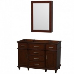 48 inch Single Bathroom Vanity in Dark Chestnut, No Countertop, No Sink, 24 inch Medicine Cabinet