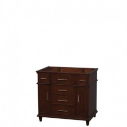 36 inch Single Bathroom Vanity in Dark Chestnut with No Countertop, No Sink, No Mirror