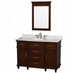 48 inch Single Bathroom Vanity in Dark Chestnut with No Countertop and No Sink and 24 inch Mirror