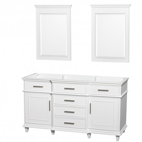 60 inch Double Bathroom Vanity in White with No Countertop and No Sinks and 24 inch Mirrors