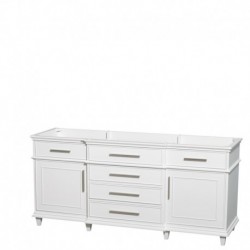 72 inch Double Bathroom Vanity in White with No Countertop, No Sinks, No Mirror