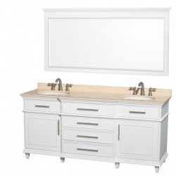 72 inch Double Bathroom Vanity in White with No Countertop, No Sinks, No Mirror