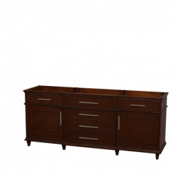 80 inch Double Bathroom Vanity in Dark Chestnut with No Countertop, No Sinks, No Mirror
