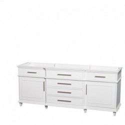 80 inch Double Bathroom Vanity in White with No Countertop, No Sinks, No Mirror