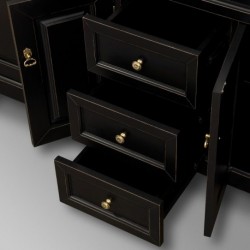 72 inch Double Bathroom Vanity in Dark Cherry, Ivory Marble Countertop, Undermount Oval Sinks, and 28 inch Mirrors