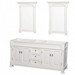 72 inch Double Bathroom Vanity in White, Ivory Marble Countertop, Undermount Oval Sinks, and 28 inch Mirrors