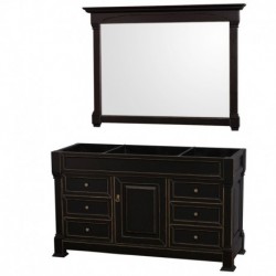 60 inch Single Bathroom Vanity in Black with White Carrera Marble Countertop, Undermount Oval Sink, and 56 inch Mirror