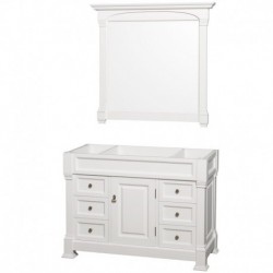 48 inch Single Bathroom Vanity in White, White Carrera Marble Countertop, Undermount Oval Sink, and 44 inch Mirror