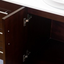 48 inch Single Bathroom Vanity in Espresso, White Man-Made Stone Countertop, White Porcelain Semi-recessed Sink, and 46 inch Mi