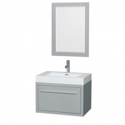 30 inch Single Bathroom Vanity in Dove Gray, Acrylic Resin Countertop, Integrated Sink, and 24 inch Mirror