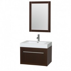 30 inch Single Bathroom Vanity in Espresso, Acrylic Resin Countertop, Integrated Sink, and 24 inch Mirror