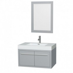 36 inch Single Bathroom Vanity in Dove Gray, Acrylic Resin Countertop, Integrated Sink, and 24 inch Mirror