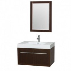 36 inch Single Bathroom Vanity in Espresso, Acrylic Resin Countertop, Integrated Sink, and 24 inch Mirror