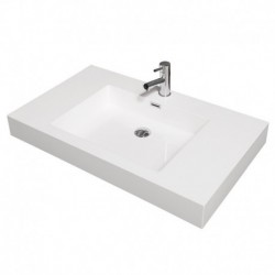 36 inch Single Bathroom Vanity in Espresso, Acrylic Resin Countertop, Integrated Sink, and 24 inch Mirror
