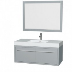 48 inch Single Bathroom Vanity in Dove Gray, Acrylic Resin Countertop, Integrated Sink, and 46 inch Mirror