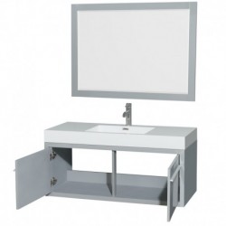 48 inch Single Bathroom Vanity in Dove Gray, Acrylic Resin Countertop, Integrated Sink, and 46 inch Mirror